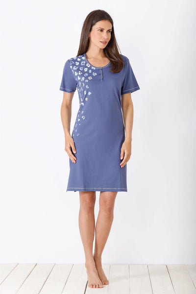 rövid ujjú pamut hálóing oldaltív motívummal