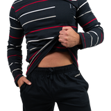 J.Press pizsama szett kerek nyakkal csíkos felsővel.