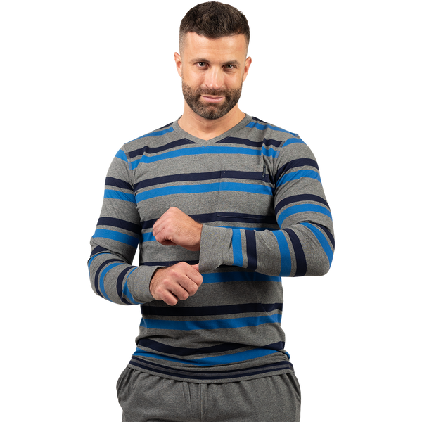 J.Press v nyakú passzés pizsamaszett csíkos felsővel